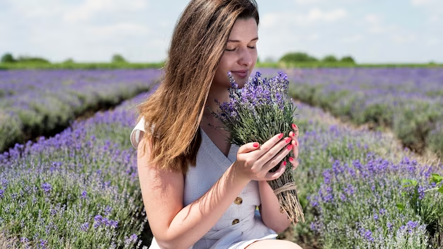 Woman amidst a lavender field